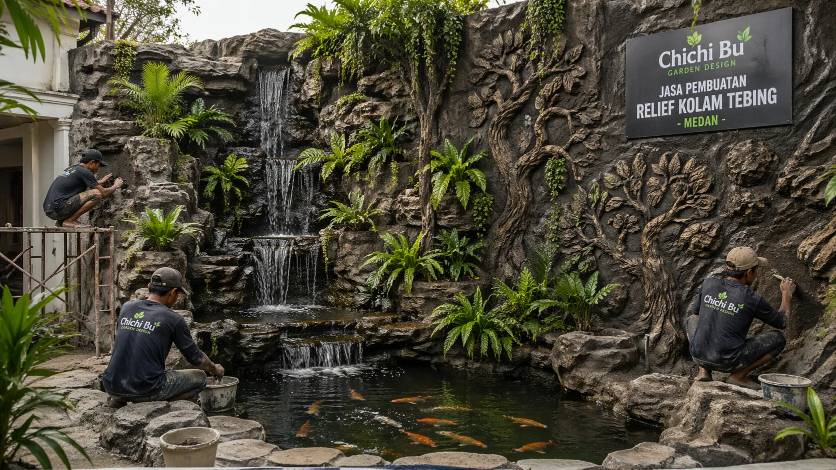 Relief kolam tebing
