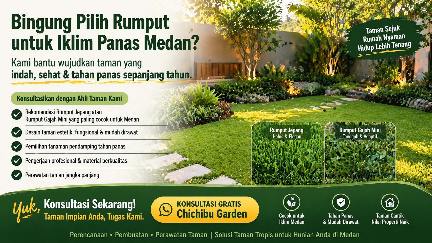 Rumput jepang dan rumput gajah mini medan